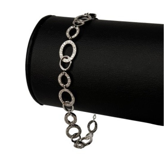 Klasyczna Srebrna Bransoletka Cyrkonie P925 7,52G