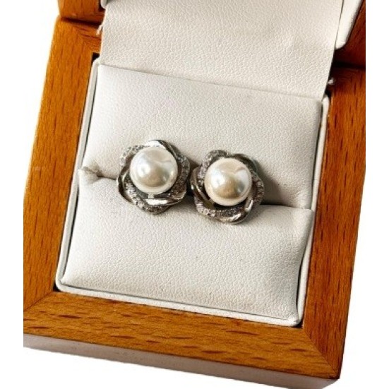 Klasyczne Srebrne Kolczyki Sztyft Cyrkonie 5,01G