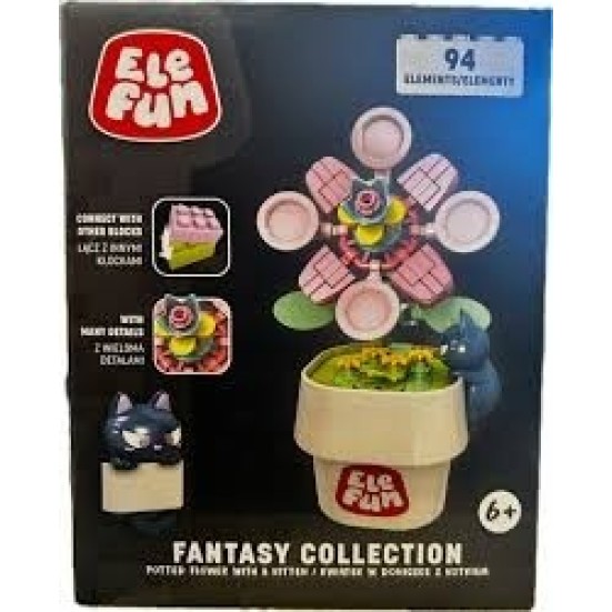 Klocki EleFun Fantasy Collection Kwiatek W Doniczce Z Kotkiem 94 El.