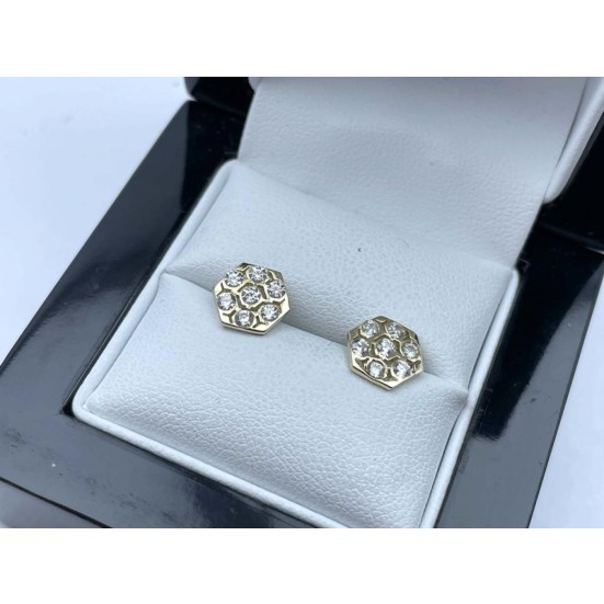 Złote Kolczyki Cyrkonie Sztyft P585 14K 1,47G